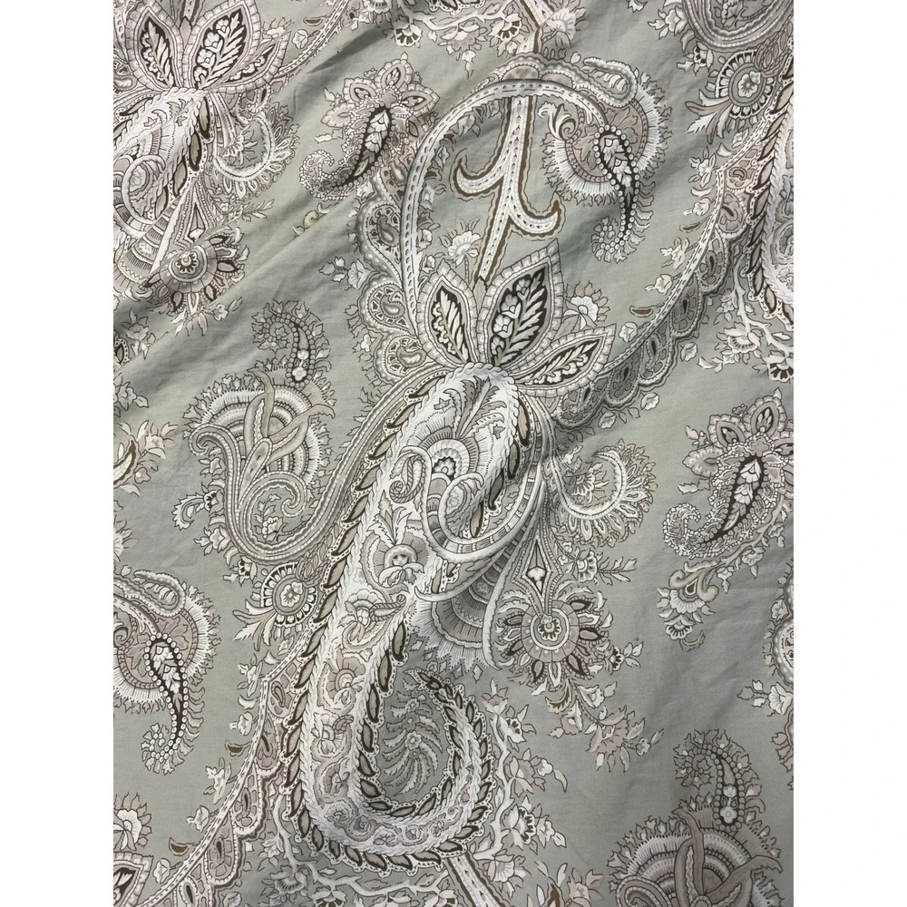 Ralph Lauren Home Comforter Set Full Queen  Green Paisley Cotton 3pc Reversible